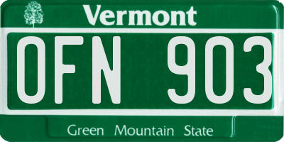 VT license plate OFN903