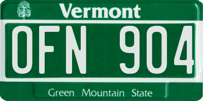 VT license plate OFN904