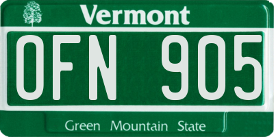 VT license plate OFN905