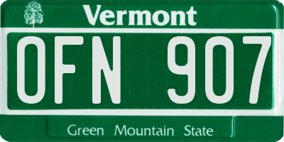 VT license plate OFN907