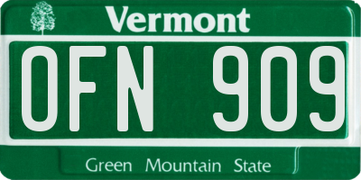 VT license plate OFN909