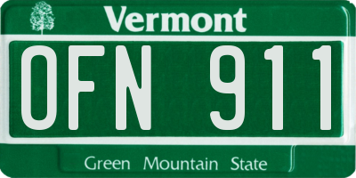 VT license plate OFN911