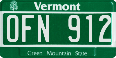VT license plate OFN912