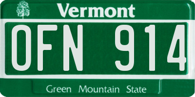 VT license plate OFN914