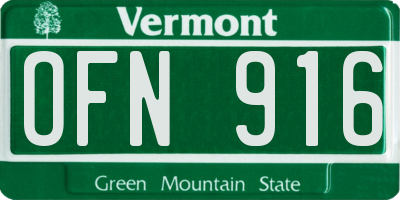 VT license plate OFN916