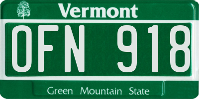 VT license plate OFN918