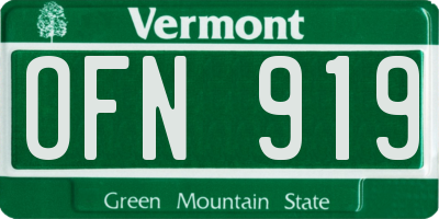 VT license plate OFN919