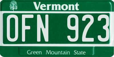 VT license plate OFN923