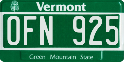 VT license plate OFN925