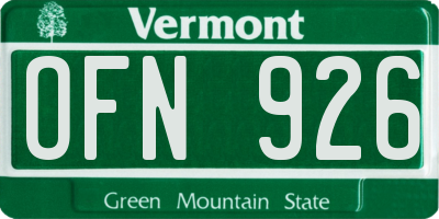 VT license plate OFN926