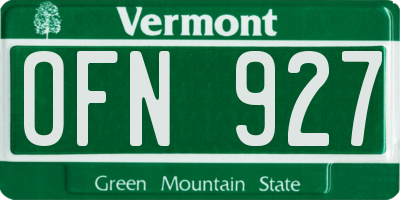 VT license plate OFN927