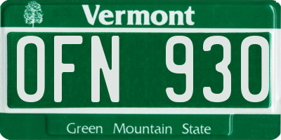 VT license plate OFN930