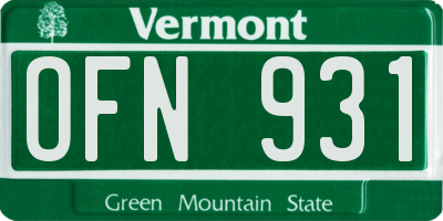 VT license plate OFN931