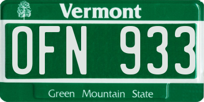 VT license plate OFN933
