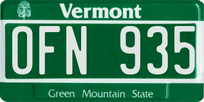 VT license plate OFN935