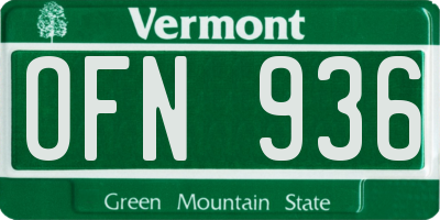 VT license plate OFN936