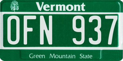 VT license plate OFN937