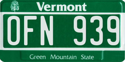 VT license plate OFN939