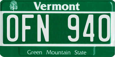 VT license plate OFN940