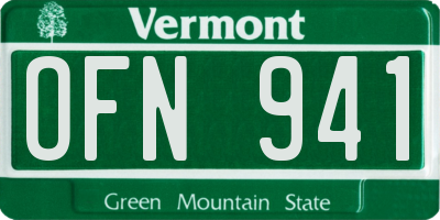 VT license plate OFN941