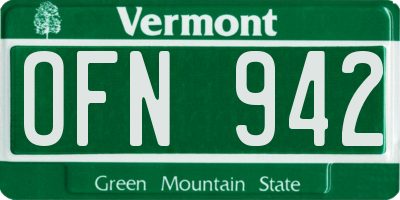 VT license plate OFN942
