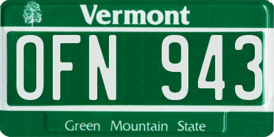 VT license plate OFN943