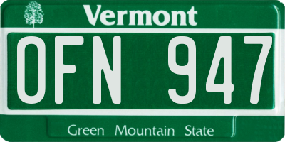 VT license plate OFN947
