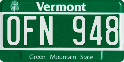 VT license plate OFN948