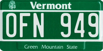 VT license plate OFN949
