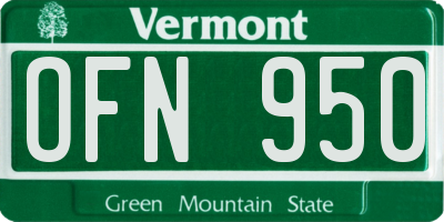VT license plate OFN950