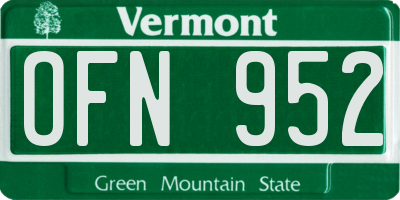 VT license plate OFN952