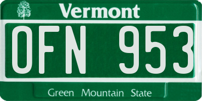 VT license plate OFN953