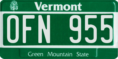 VT license plate OFN955