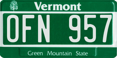 VT license plate OFN957