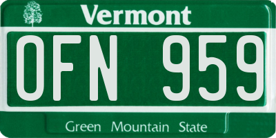 VT license plate OFN959