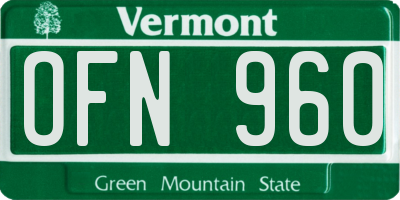 VT license plate OFN960
