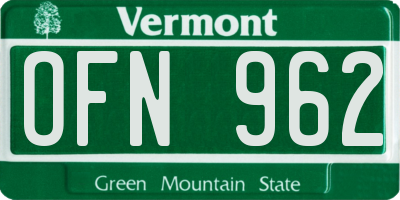 VT license plate OFN962