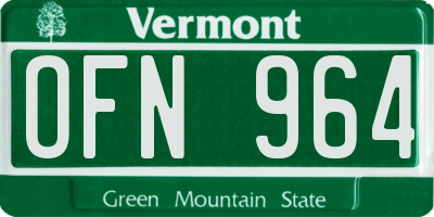 VT license plate OFN964