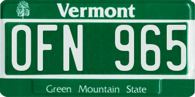 VT license plate OFN965