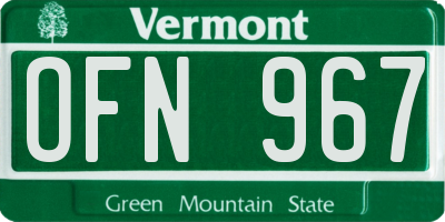 VT license plate OFN967