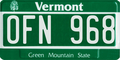 VT license plate OFN968