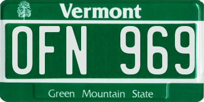 VT license plate OFN969