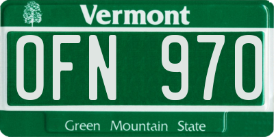 VT license plate OFN970