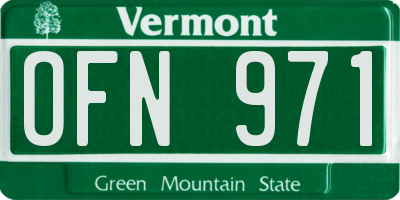 VT license plate OFN971