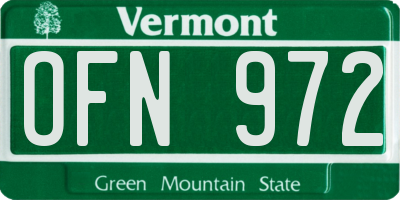 VT license plate OFN972