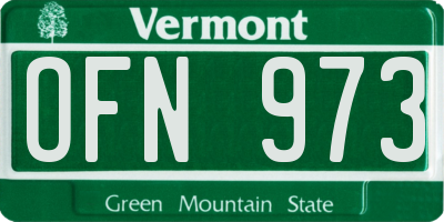 VT license plate OFN973
