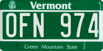 VT license plate OFN974