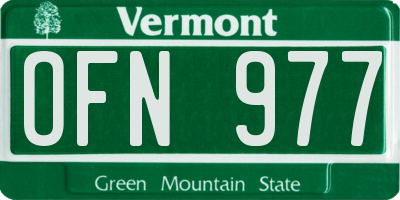 VT license plate OFN977