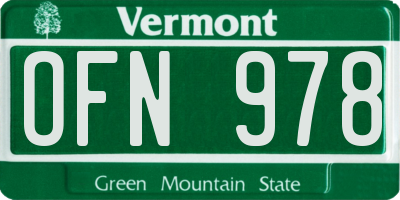 VT license plate OFN978