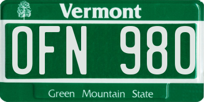 VT license plate OFN980